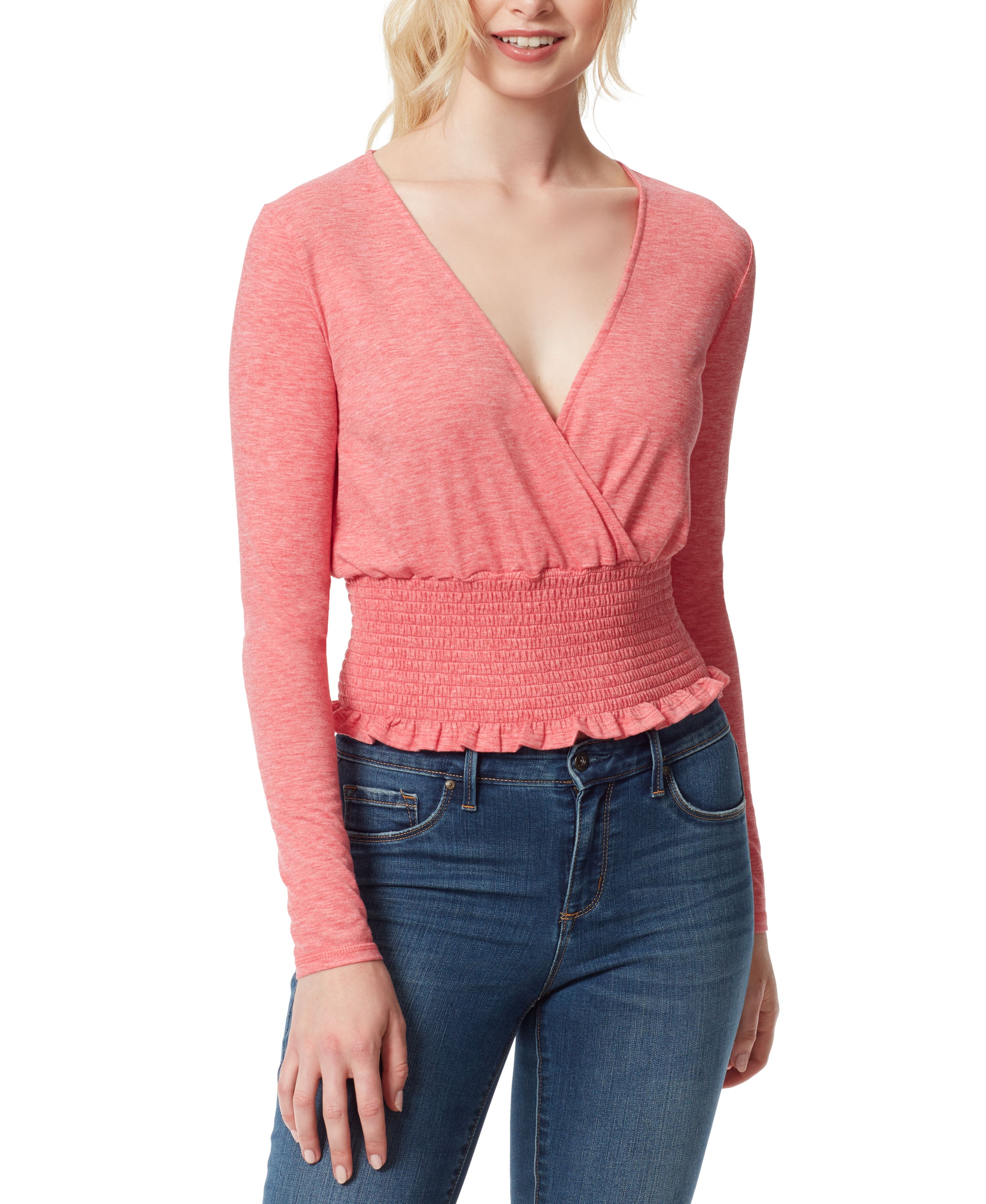 Jessica Simpson Dylan Smocked Blouse Desert Rose M